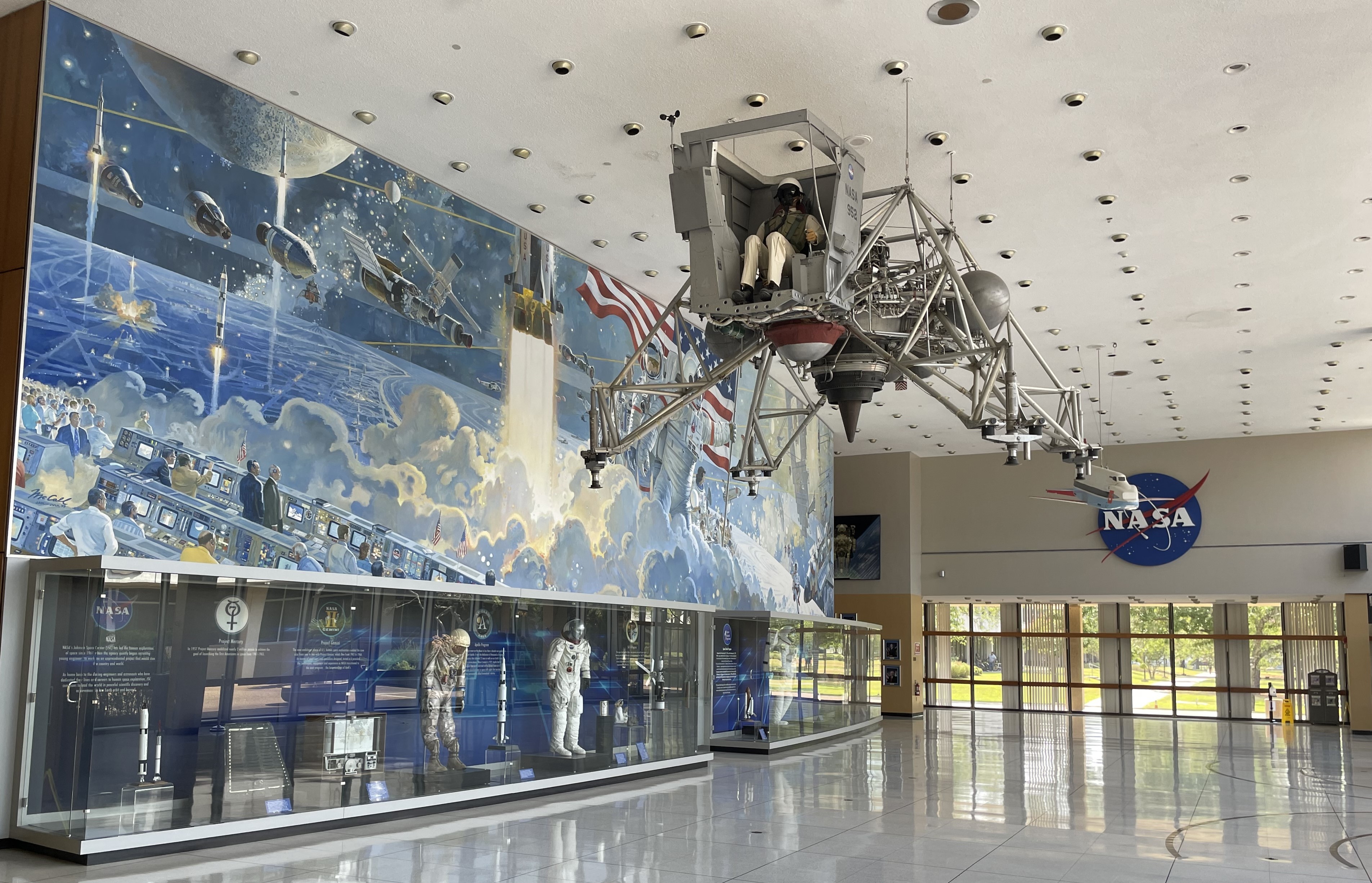 Lunar Landing Training Vehicle-3 on display outside the Teague Auditorium at NASA’s Johnson Space Center in Houston