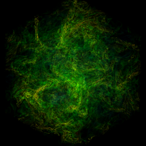 A green diffuse mass representing a molecular cloud