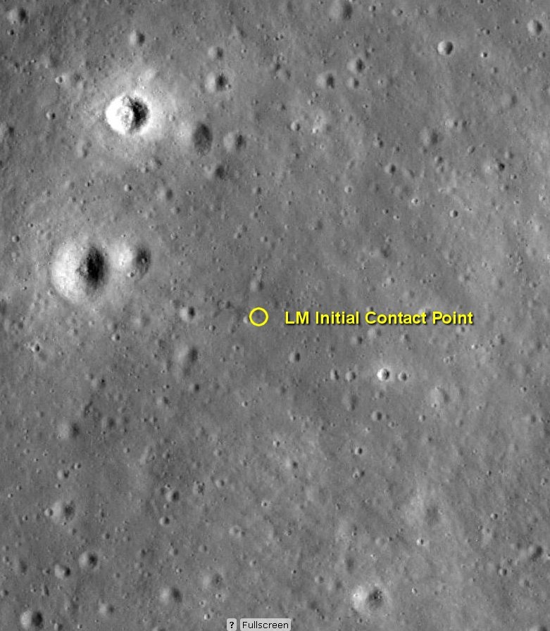 LRO image of the impact area and debris field of Intrepid’s ascent stage