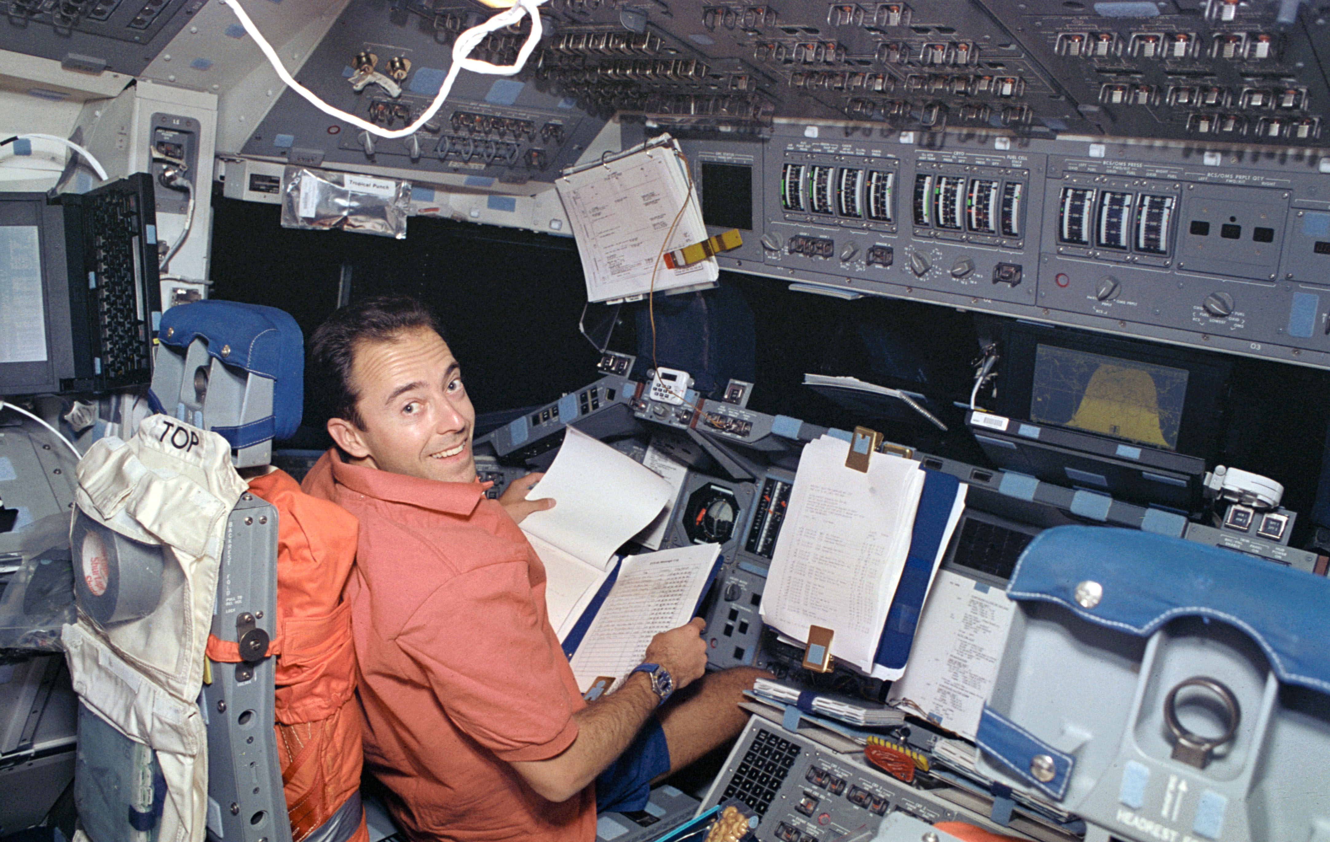 Jean-François Clervoy in the commander’s seat during the mission