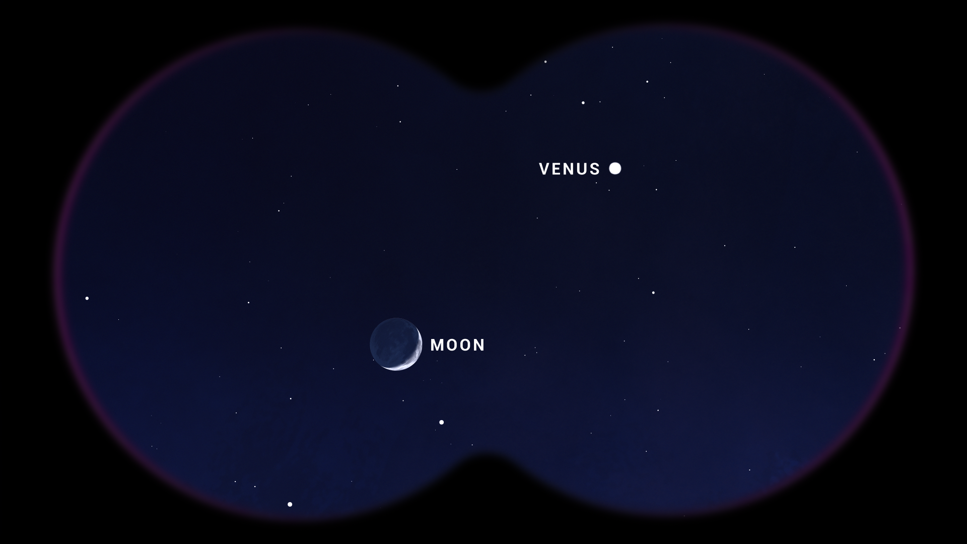 An illustrated sky chart shows the southwestern evening sky at two points in December 2024, 45 minutes after sunset. Venus is marked as a bright white dot near the horizon on December 1 and higher in the sky on December 31. The scene features a dark twilight background with faint stars and labeled compass directions: 